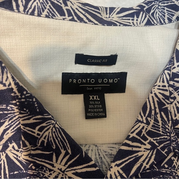 NWT Pronto Uomo Classic Fit Silk Blend Palm Print Button Up Shirt Vacation XXL - Picture 5 of 9